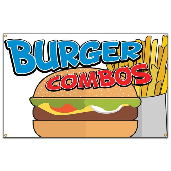 Burger Combos Banner Concession Stand Food Truck Single Sided
